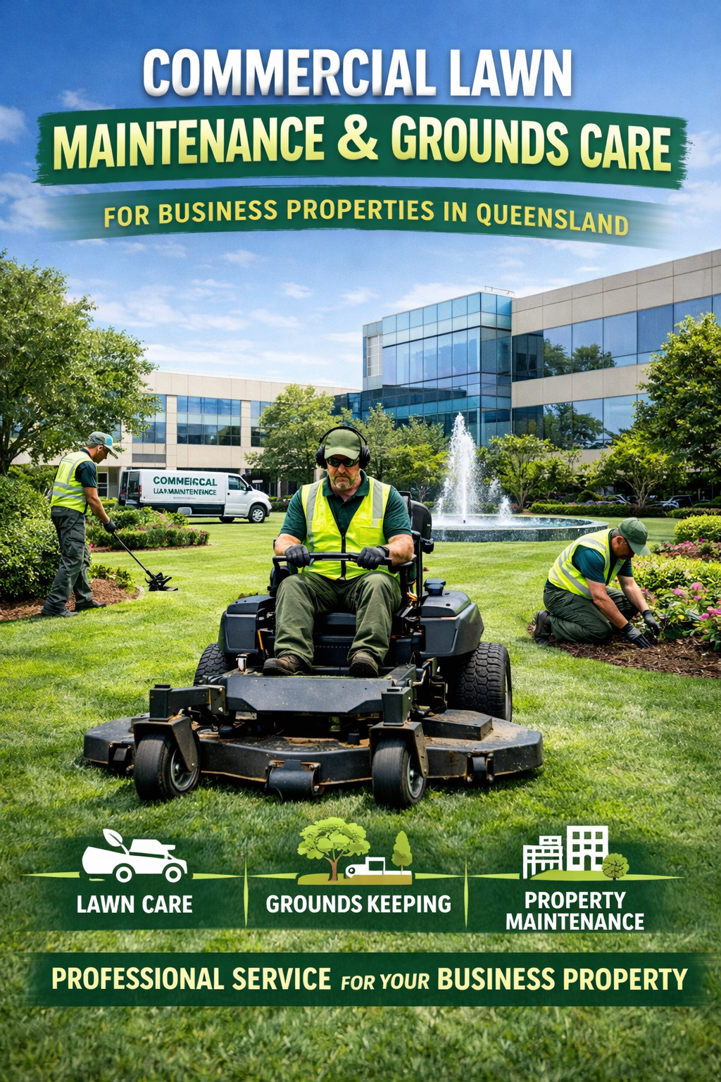 Commercial lawn maintenance and grounds care for business properties