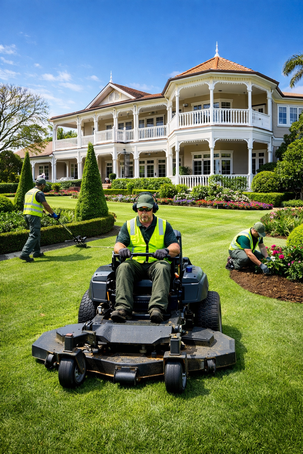 Green Thumb Lawn Care Services team member assisting a client